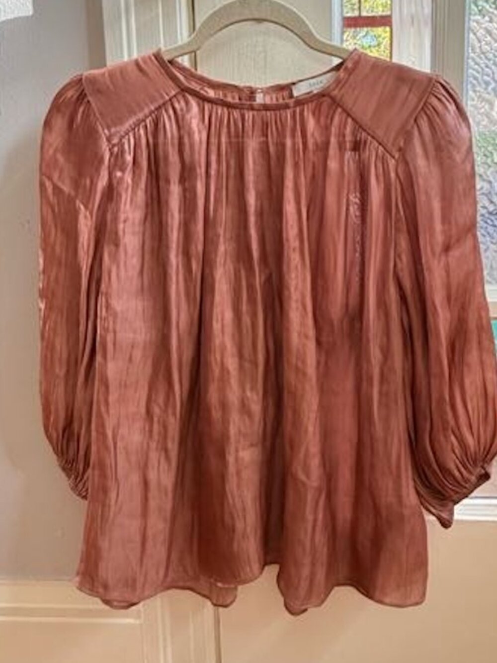 Joie Copper shiny short-sleeve blouse